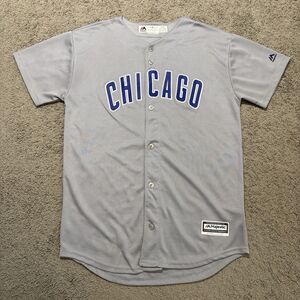 Majestic Chicago Cubs Baseball Jersey Grey Away Youth XL Stitched MLB Cool Base